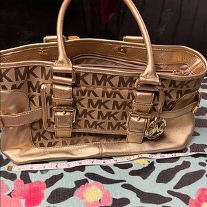 Michael Kors Gold and Brown Satchel